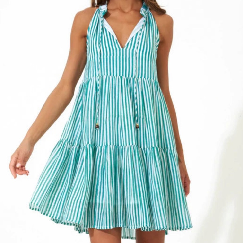 OLIPHANT SLEEVELESS TIERD PLAYA GREEN DRESS